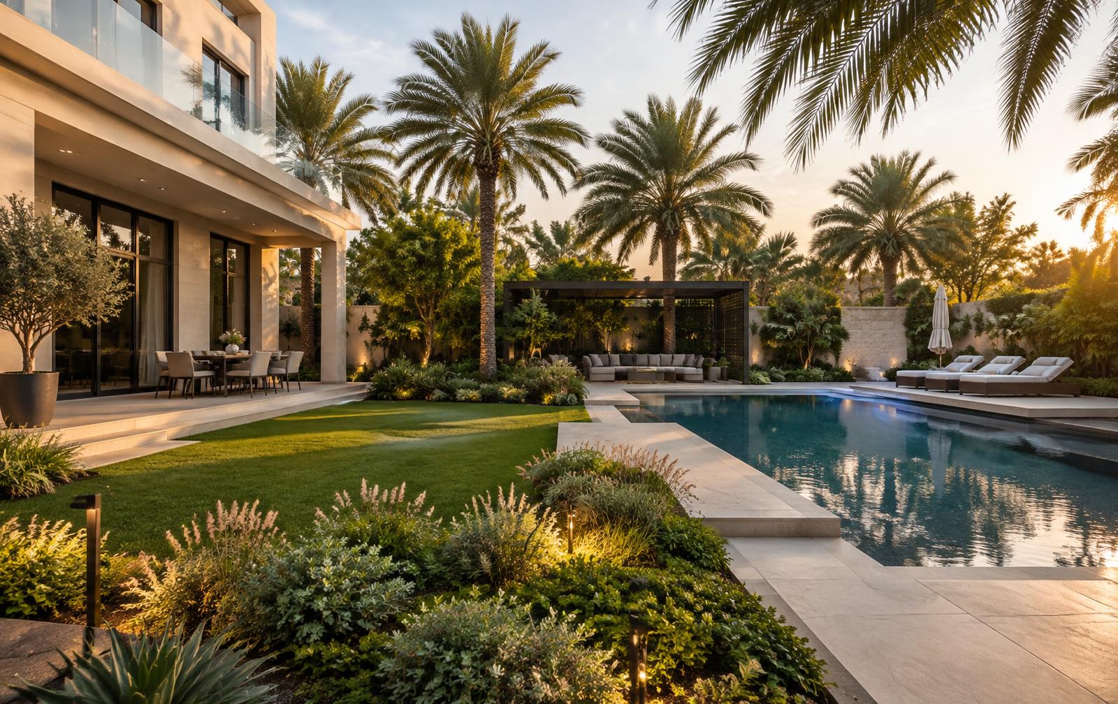 Villa landscape design for a Dubai villa